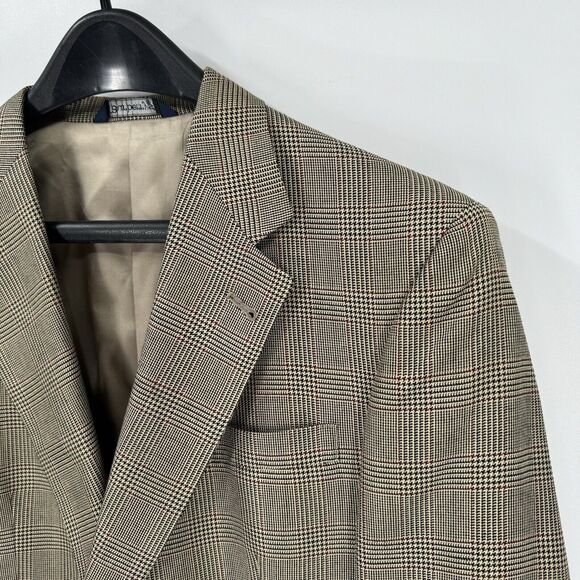 Burberry Tan Wool Nova Check Single Breasted Sport Coat 40 R Brown Plaid Blazer - Picture 2 of 7